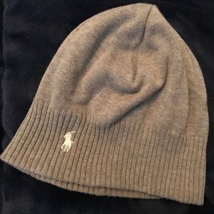 Grey reversible POLO beanie hat